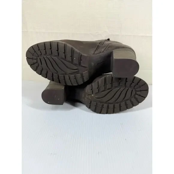 CLARKS Chocolate Brown Leather Heeled Ankle Boots Size 8 - Picture 8 of 11